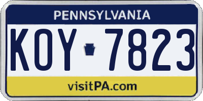 PA license plate KOY7823