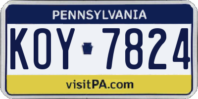PA license plate KOY7824