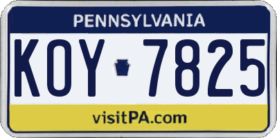 PA license plate KOY7825