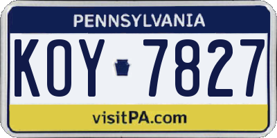 PA license plate KOY7827