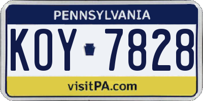 PA license plate KOY7828