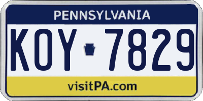 PA license plate KOY7829