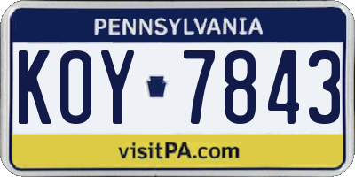 PA license plate KOY7843
