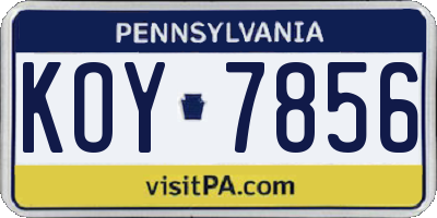 PA license plate KOY7856