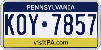 PA license plate KOY7857