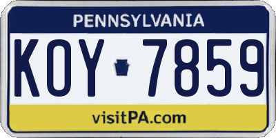 PA license plate KOY7859