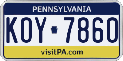 PA license plate KOY7860