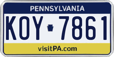 PA license plate KOY7861
