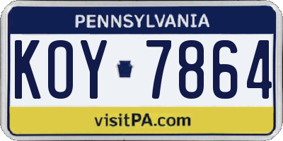 PA license plate KOY7864