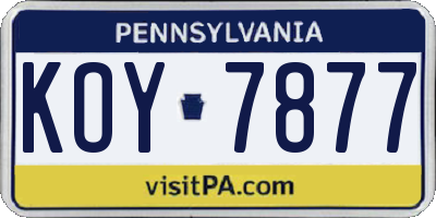 PA license plate KOY7877