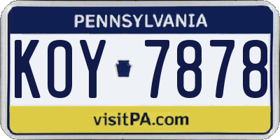 PA license plate KOY7878