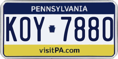 PA license plate KOY7880