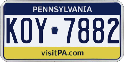 PA license plate KOY7882