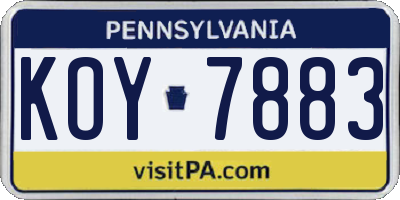 PA license plate KOY7883