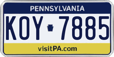 PA license plate KOY7885