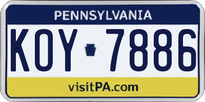 PA license plate KOY7886