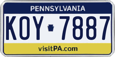PA license plate KOY7887