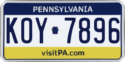 PA license plate KOY7896