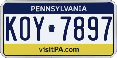 PA license plate KOY7897