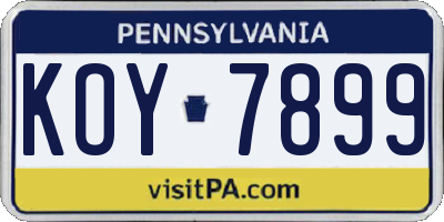 PA license plate KOY7899