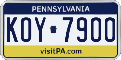 PA license plate KOY7900