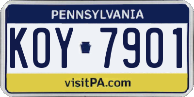 PA license plate KOY7901
