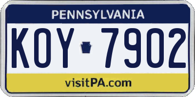PA license plate KOY7902