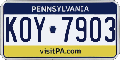 PA license plate KOY7903