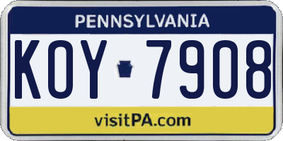 PA license plate KOY7908