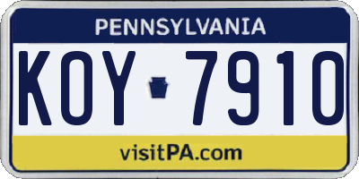 PA license plate KOY7910