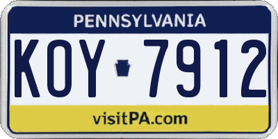 PA license plate KOY7912