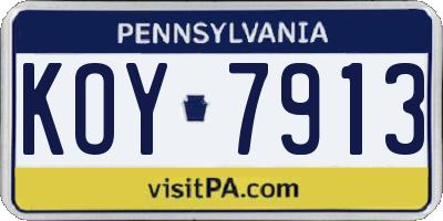 PA license plate KOY7913