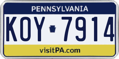 PA license plate KOY7914