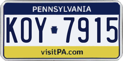 PA license plate KOY7915