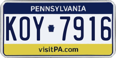 PA license plate KOY7916