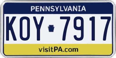 PA license plate KOY7917