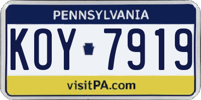 PA license plate KOY7919