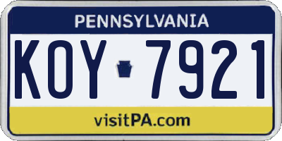 PA license plate KOY7921