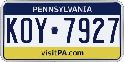 PA license plate KOY7927