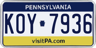 PA license plate KOY7936