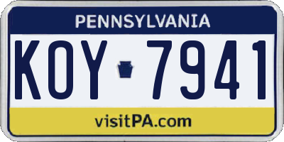 PA license plate KOY7941