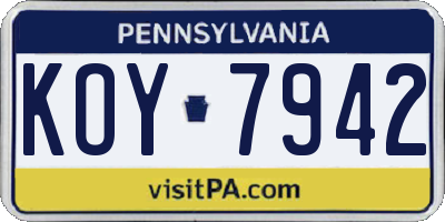 PA license plate KOY7942