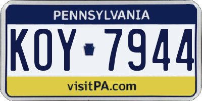 PA license plate KOY7944