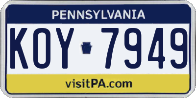 PA license plate KOY7949