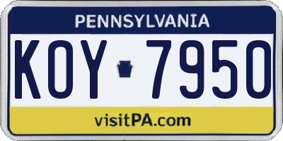 PA license plate KOY7950