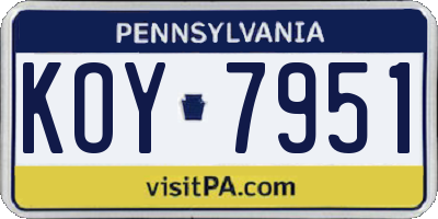 PA license plate KOY7951
