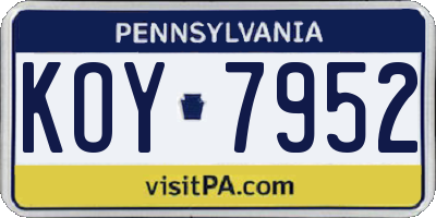 PA license plate KOY7952