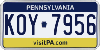 PA license plate KOY7956
