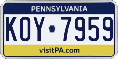 PA license plate KOY7959