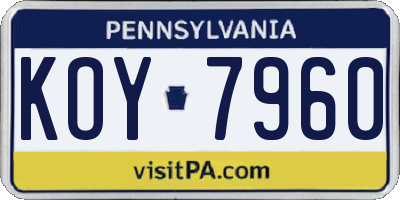 PA license plate KOY7960